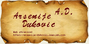 Arsenije Duković vizit kartica
